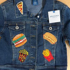 NWT Unisex Kids Arizona Jean Co. Jean Jacket, Food Patches & Appliques, 6/6x